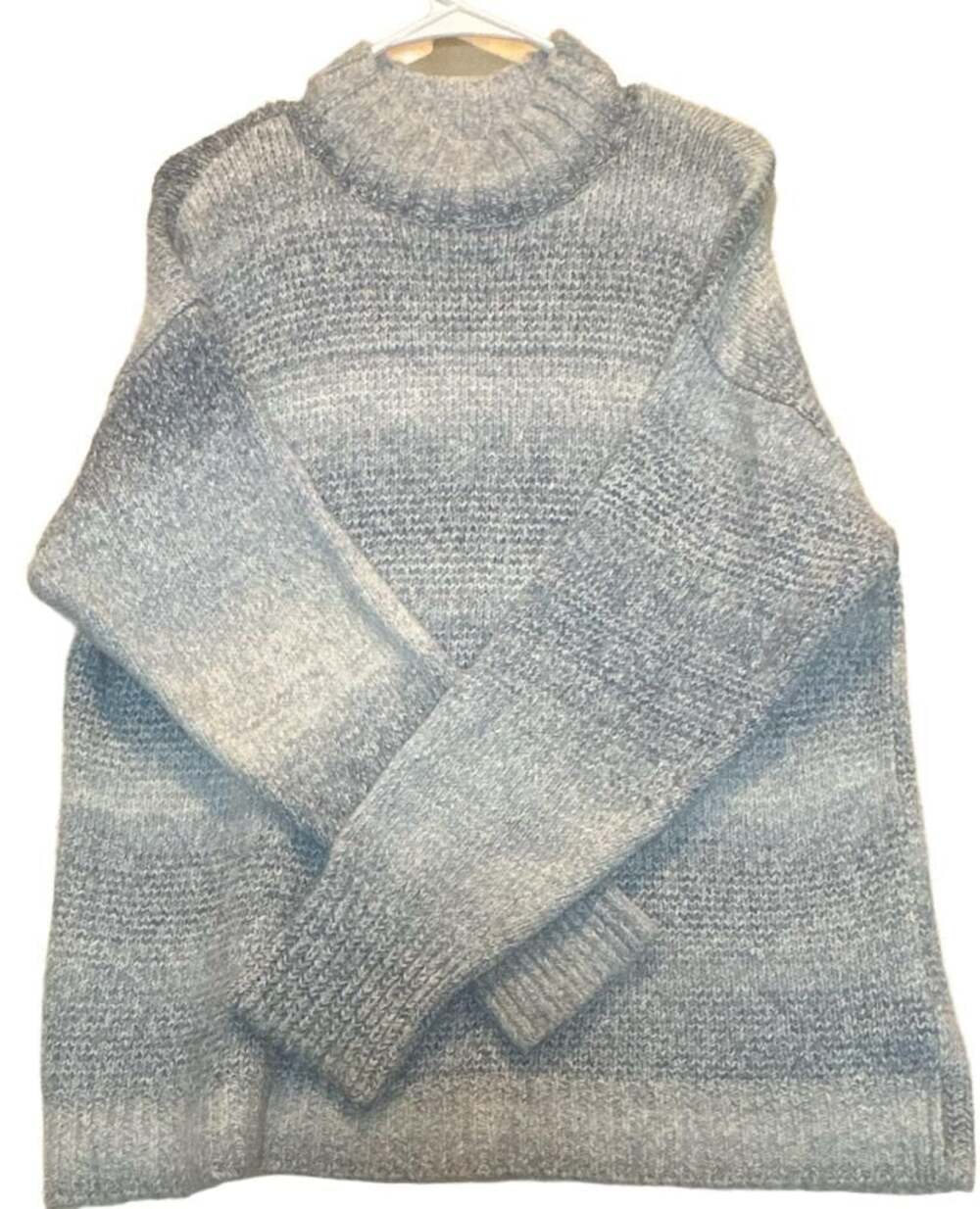 Chaps Women's Blue Striped Mock Neck Pullover Sweater Size Large